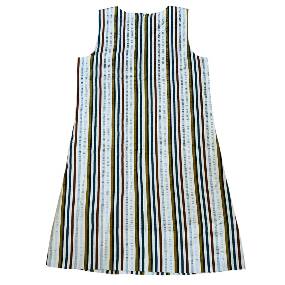 Theory Women’s Sz 2 V-Neck Stripe Sleeveless Linen Blend Dress Shift Lightweight - Picture 6 of 15